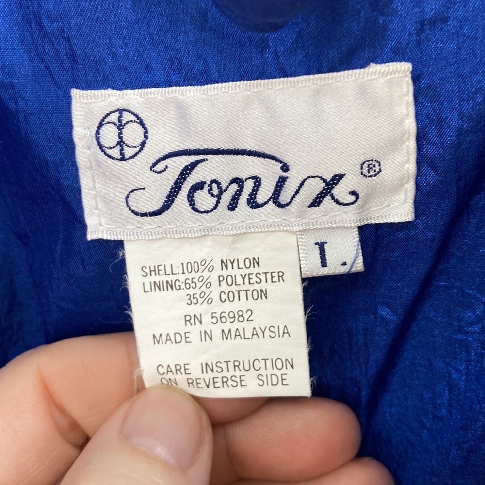 Vintage Tonix Full Zip Windbreaker Large 80’s Blue and white Color Block - Picture 3 of 10